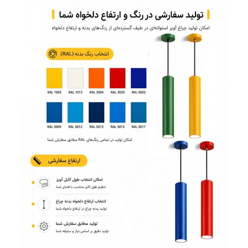 آویز COB سیلندری 3 وات قطر 4 ارتفاع 40 بدنه مشکی